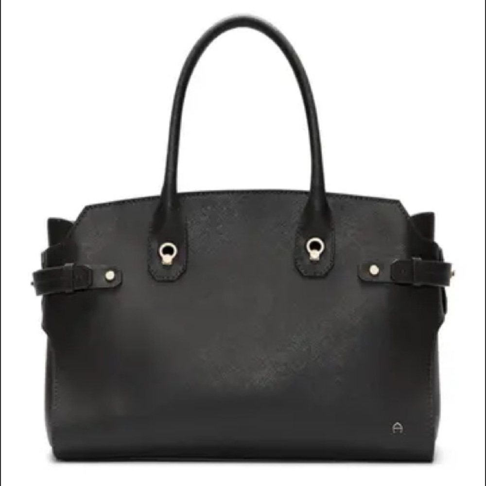 Etienne Aigner Dylan Black Leather Tote Bag